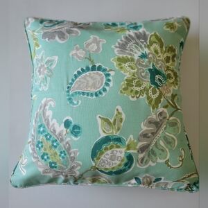 Pillow Cover Green Floral Paisley Print, 18" x 18", New
